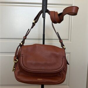 Fossil Tan Leather Crossbody Bag